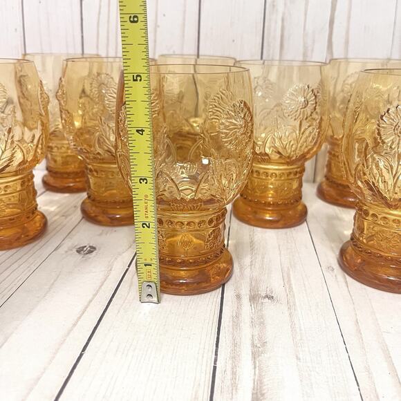 Anthropologie Rare & Retired HELIANTHUS Golden Yellow Daisy Pedestal Goblets 8 - Picture 8 of 10